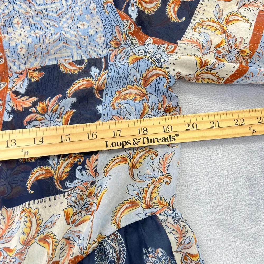 Kate and Lily Maxi Chiffon Dress Patchwork Print Sheer Casual Shirt Dress Size 4 - Image 11