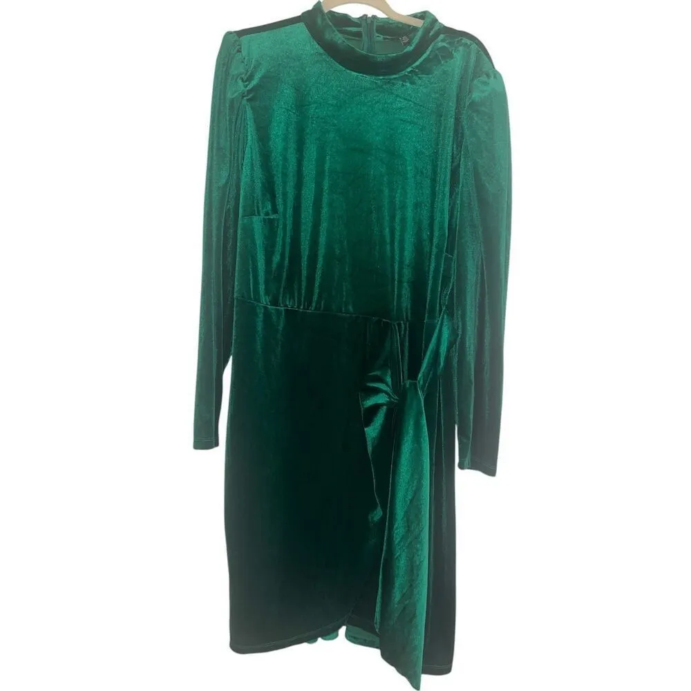 ✨Eloquii Green Velvet Mini Sz 22 Dress with Wrap Skirt✨ - Image 4