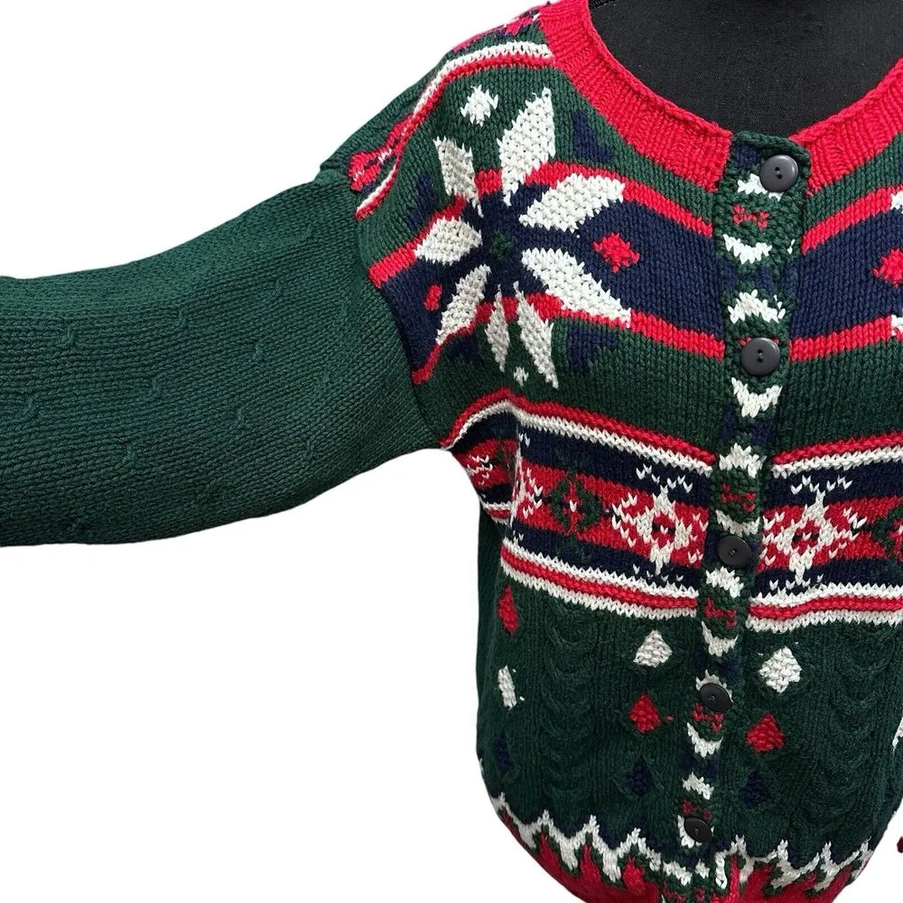 Vintage Christmas Sweater Cardigan Casual Corner Ugly Tacky Size Medium - Image 7