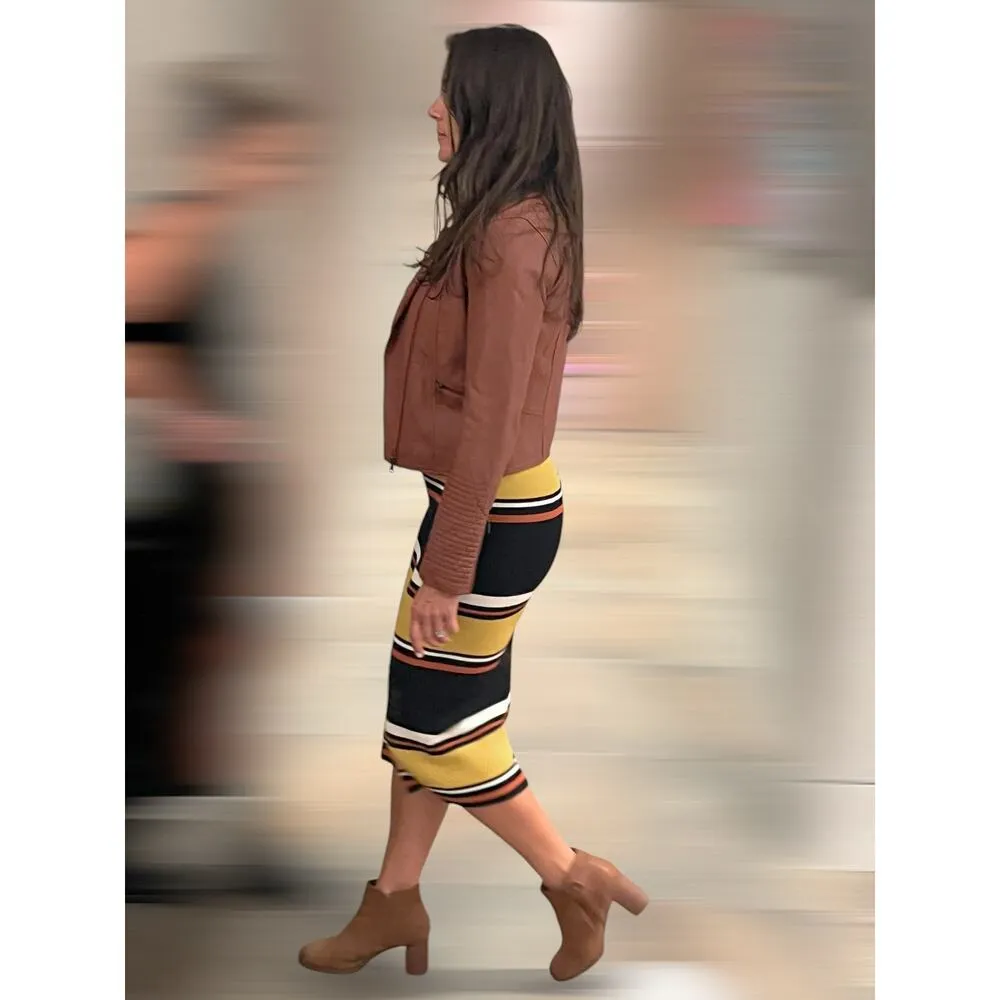 INTERMIX Wyatt Rib Knit Dress Striped Sweater Midi Half Sleeves Crew Medium EUC - Image 12