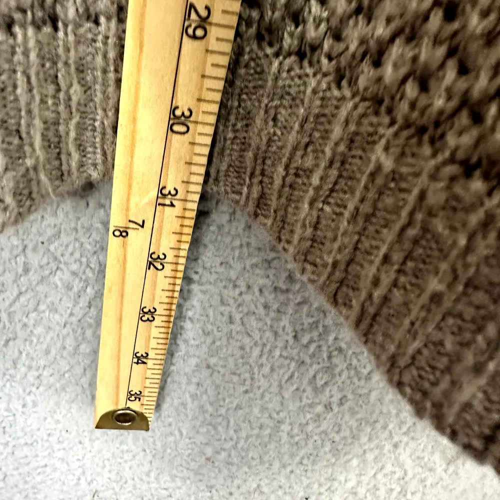 Venus Sweater Womens 1X‎ Beige Crochet Knit Lace Up Accent Boho Chic Costal Cozy - Image 4