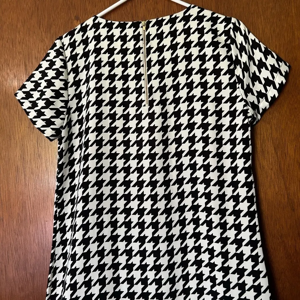 NWOT Cynthia Rowley gold zip Houndstooth short sleeve Sheath size 6 - Image 6