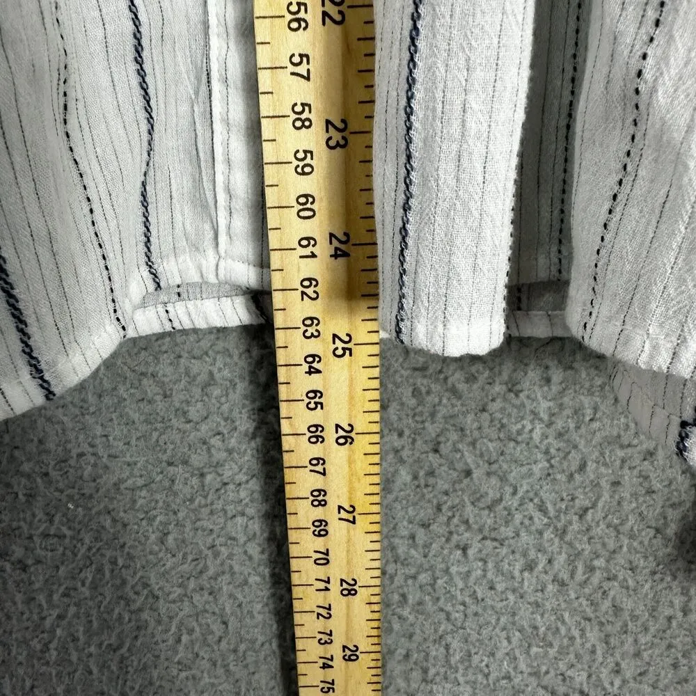 Lane Bryant Button Up Top Womens 20 White Striped Long sleeve Gauzy‎ Career Chic - Image 4