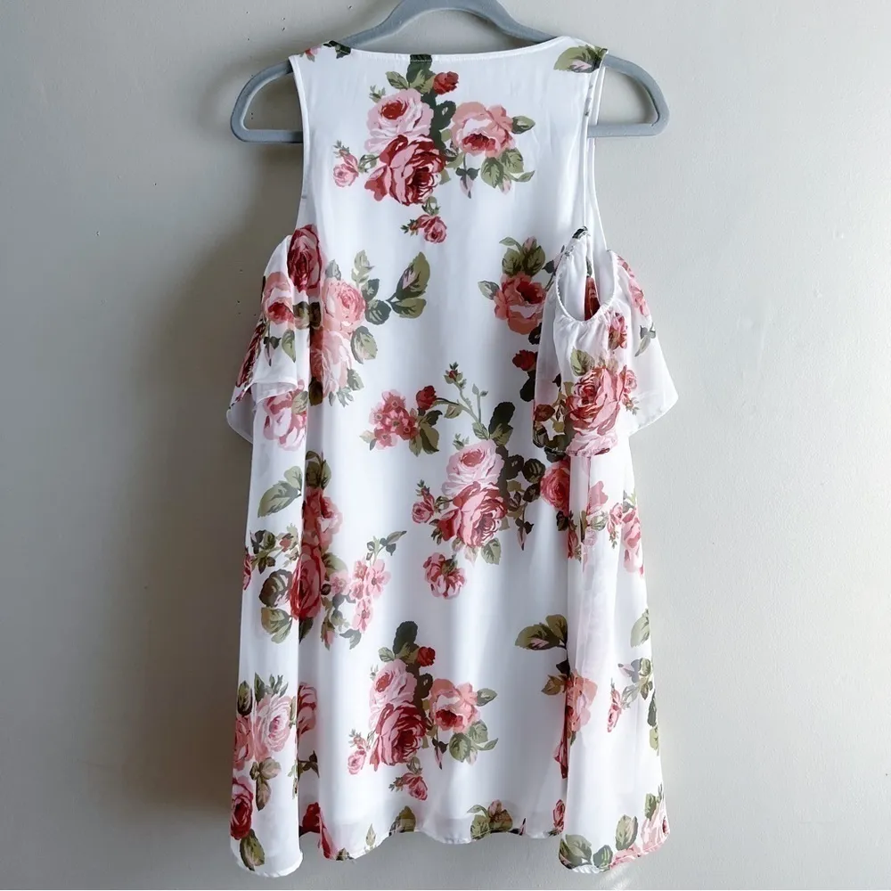 Show Me Your Mumu Birdie Ruffle Mini Dress in Pink‎ & White Floral Print, Small - Image 10