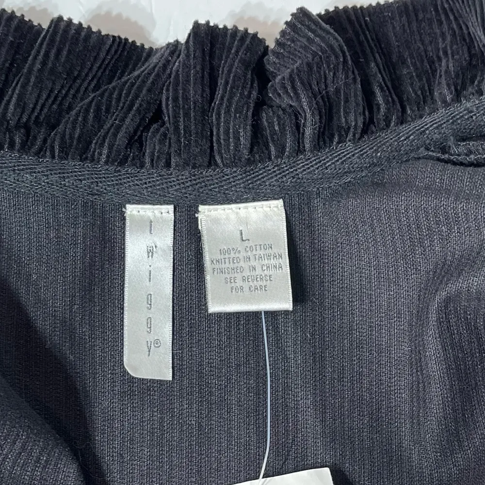 Twiggy Black Corduroy Motorcycle Ruffle Neck Front Jacket Size L Size L - Image 11