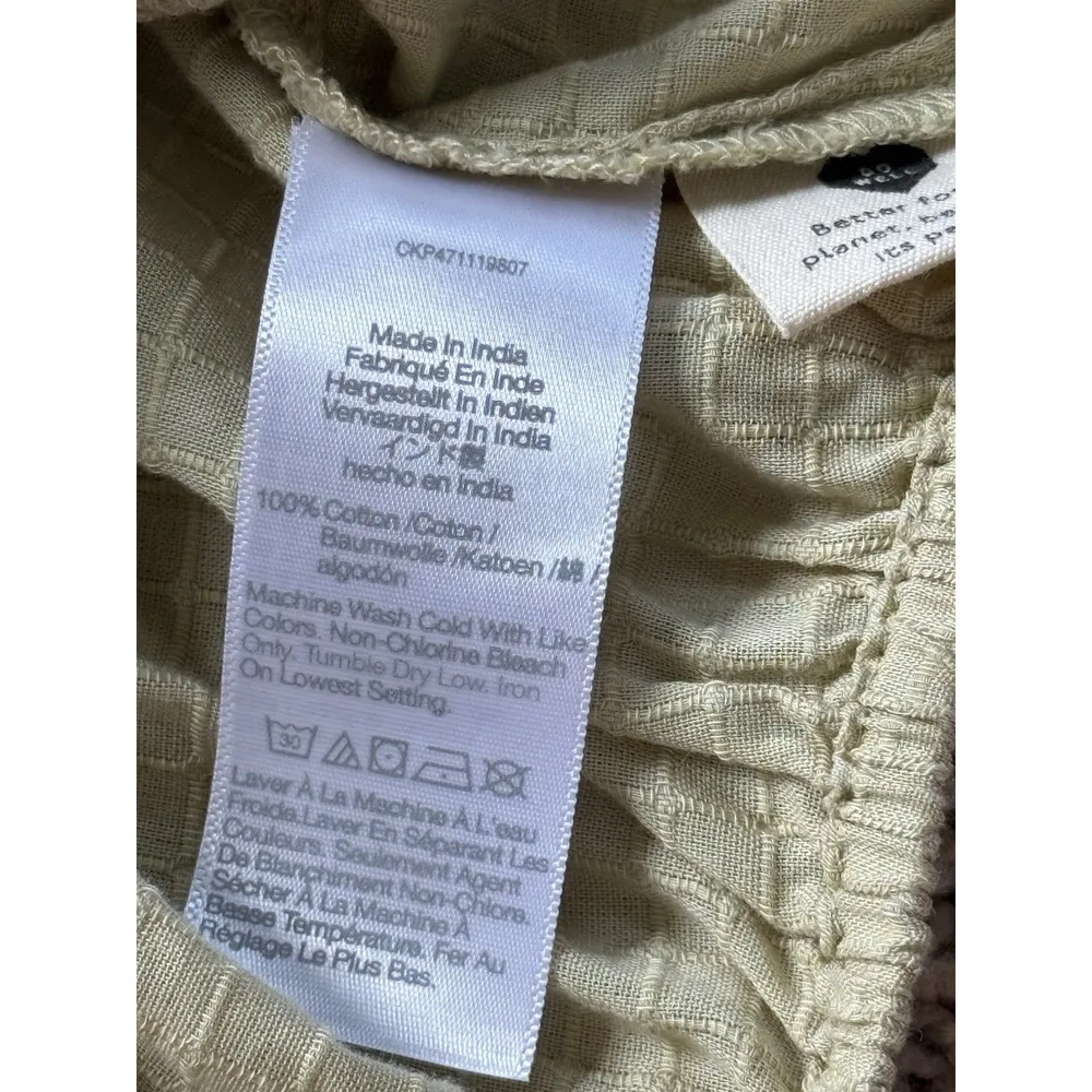 Madewell Cropped Top Sage Green Puff Sleeve Bubble Hem Peasant Blouse Size Large - Image 3