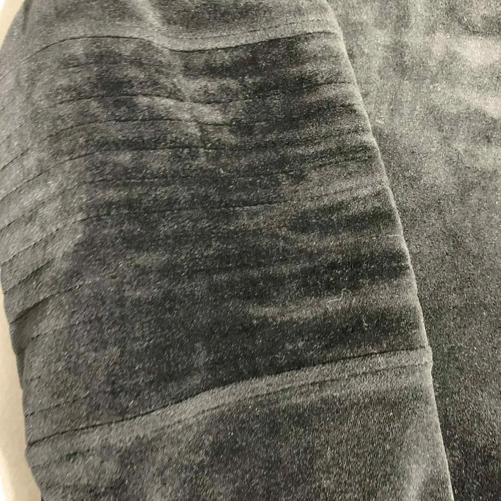 Luxe Velour Black Calvin Klein Bomber Jacket Moto Y2K Athleisure Quilted Zip M - Image 5