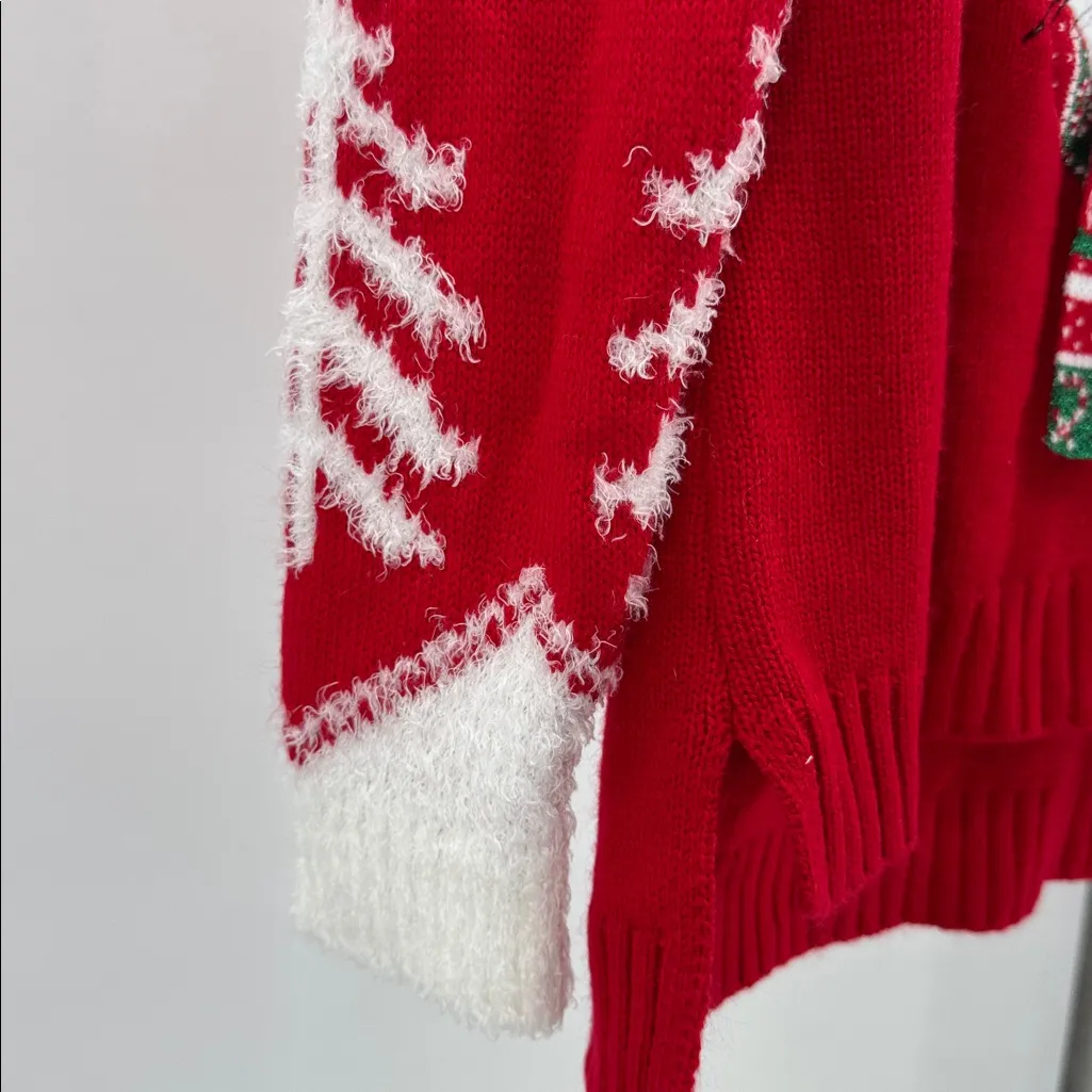 Red Meowy Christmas Cat Sweater M Celebrate Together red sequins holiday 3D Size M - Image 8