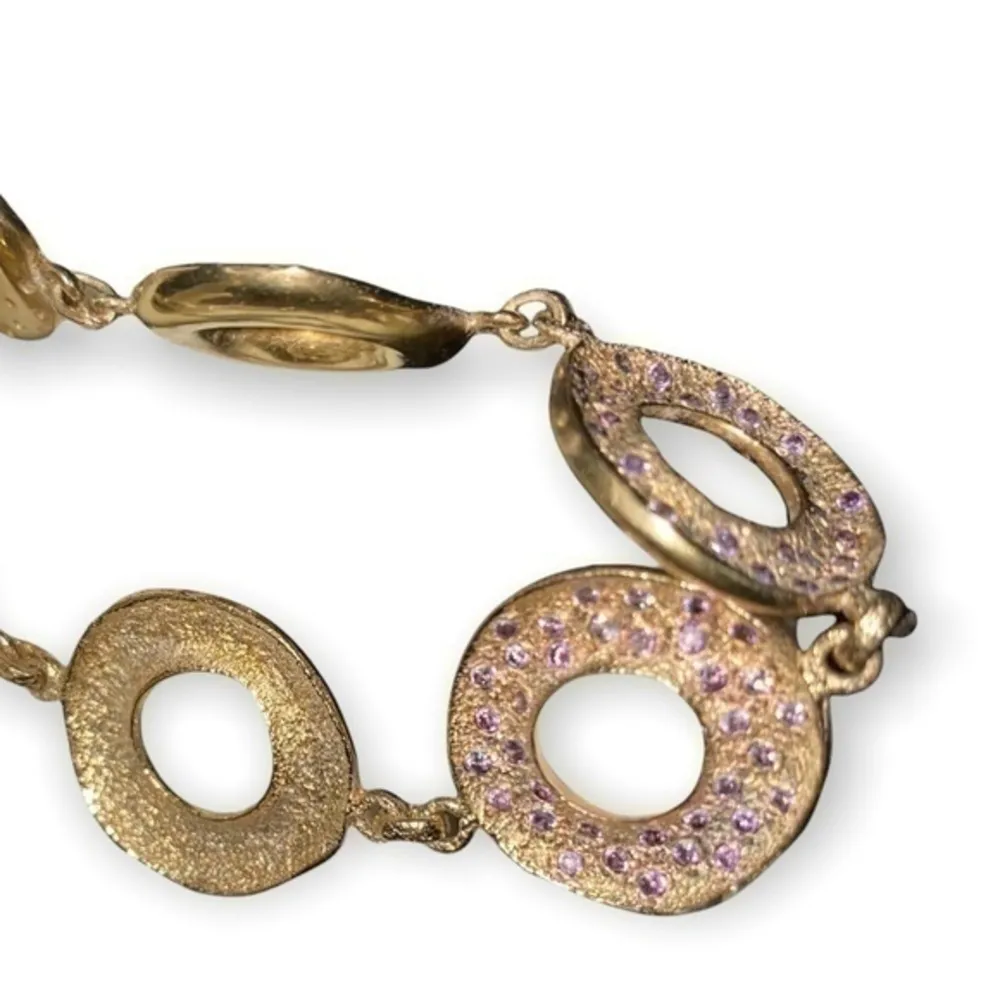 Melinda Maria Gold Plated Circle Link Light Purple Pave Crystal Toggle Bracelet - Image 6