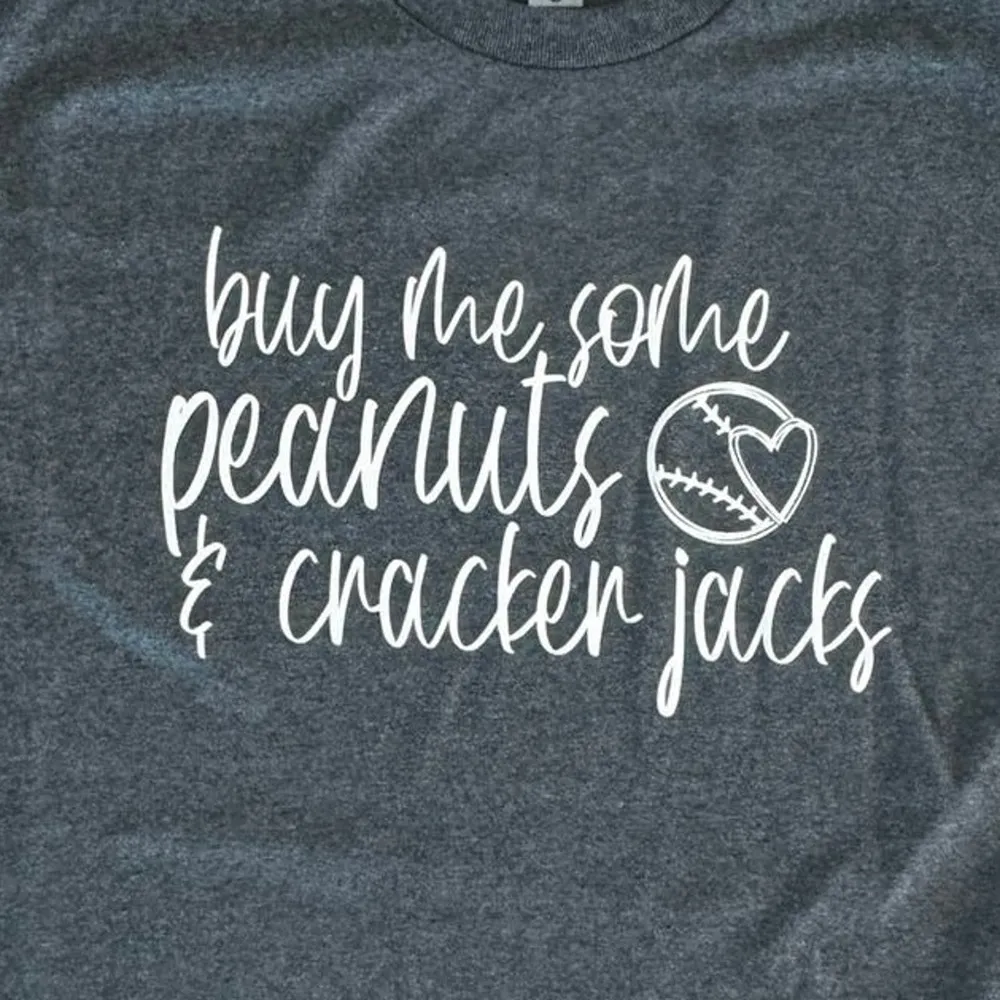 Peanuts and Cracker Jacks Baseball X-Large Gray Heathered T-Shirt Short Sleeve - Image 3