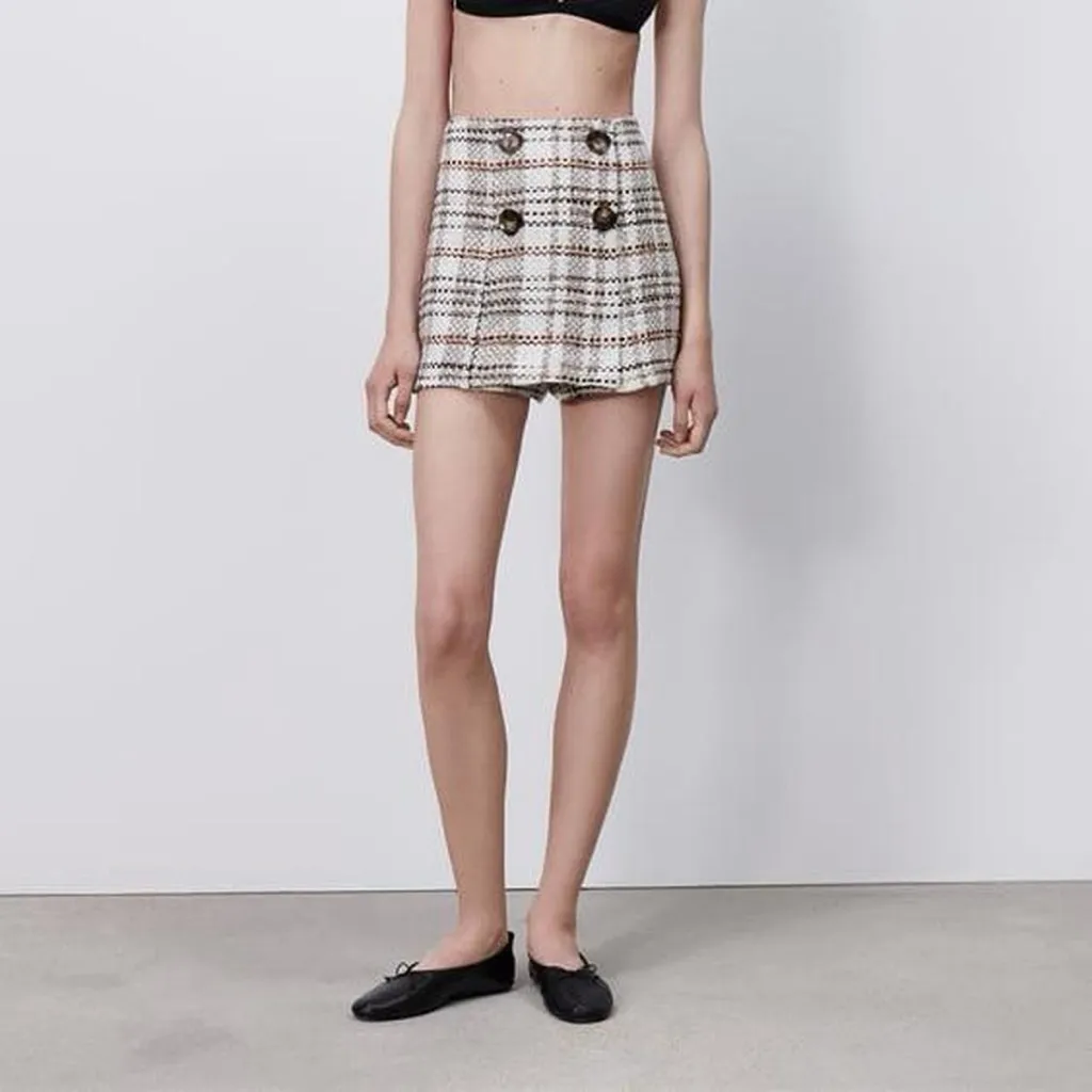 ZARA  Tweed Skort with Button Detail - Image 2