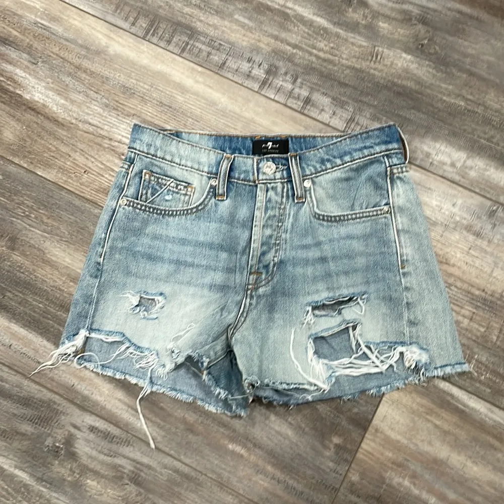7 For All Mankind Distressed Jean Shorts - Image 2