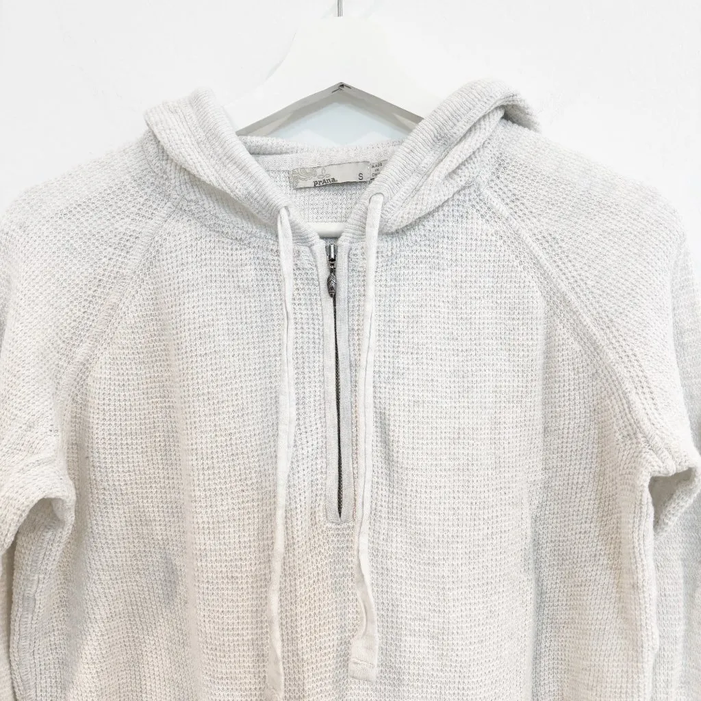 Prana Milani Popover Waffle Knit Hoodie Light Gray Outdoors Hiking Casual Small - Image 3
