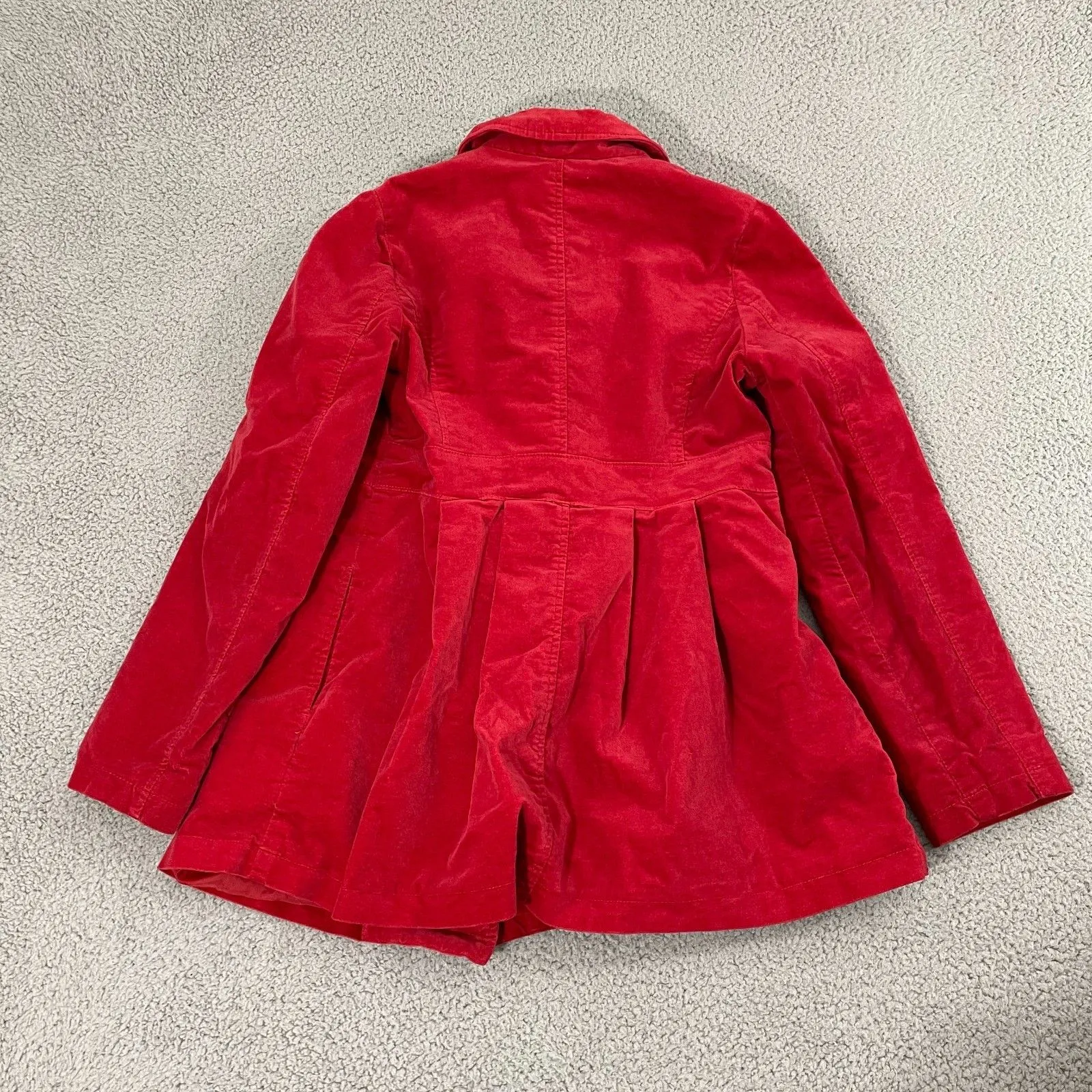 Xhiliration Double Breasted Peacoat Women M Red Velveteen Pleated Y2K Preppy - Image 5