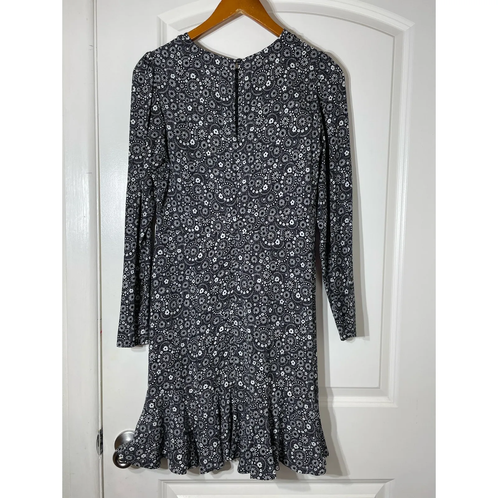 Boden Mini Dress Size 4 Black Dainty Flower Peplum Hem Preppy Country Club NWT - Image 6