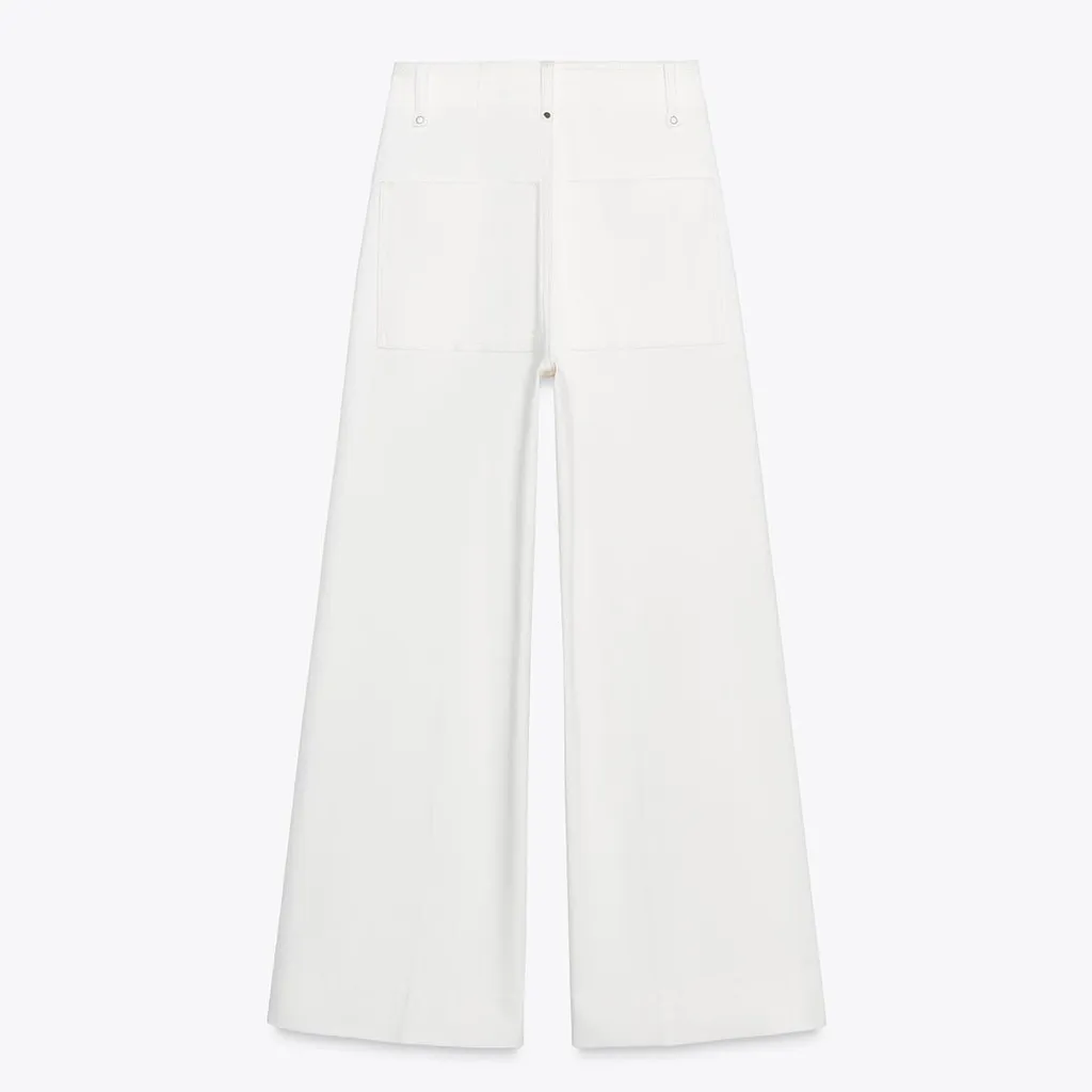 NWT Zara Wide Leg Tailored White Denim Jeans Size EU 40 US 8 - Image 9