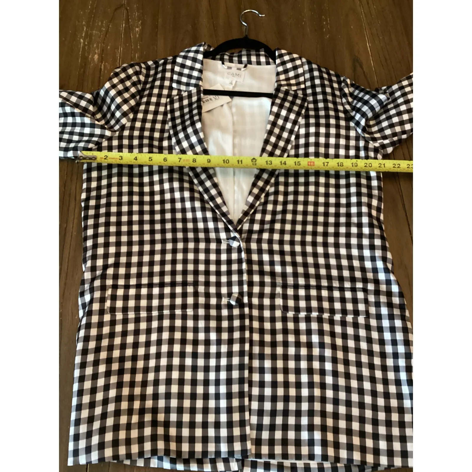 CAMI NYC Owen blazer in black gingham 100% silk relaxed boyfriend fit for fall L - Image 5