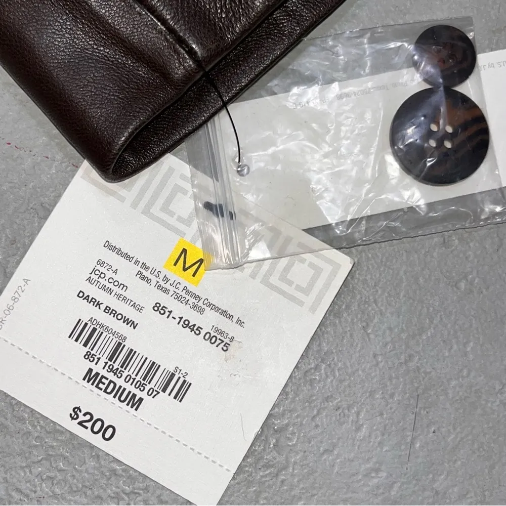 NEW Liz Claiborne Brown 2 Button Lambskin Leather Jacket Blazer Coat size Medium - Image 9