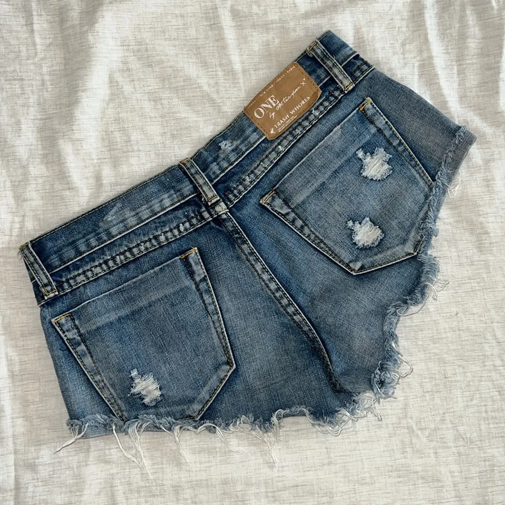 One X One Teaspoon Bandits Trash Whores Low Waist Cut Off Shorts Size 25 - Image 5