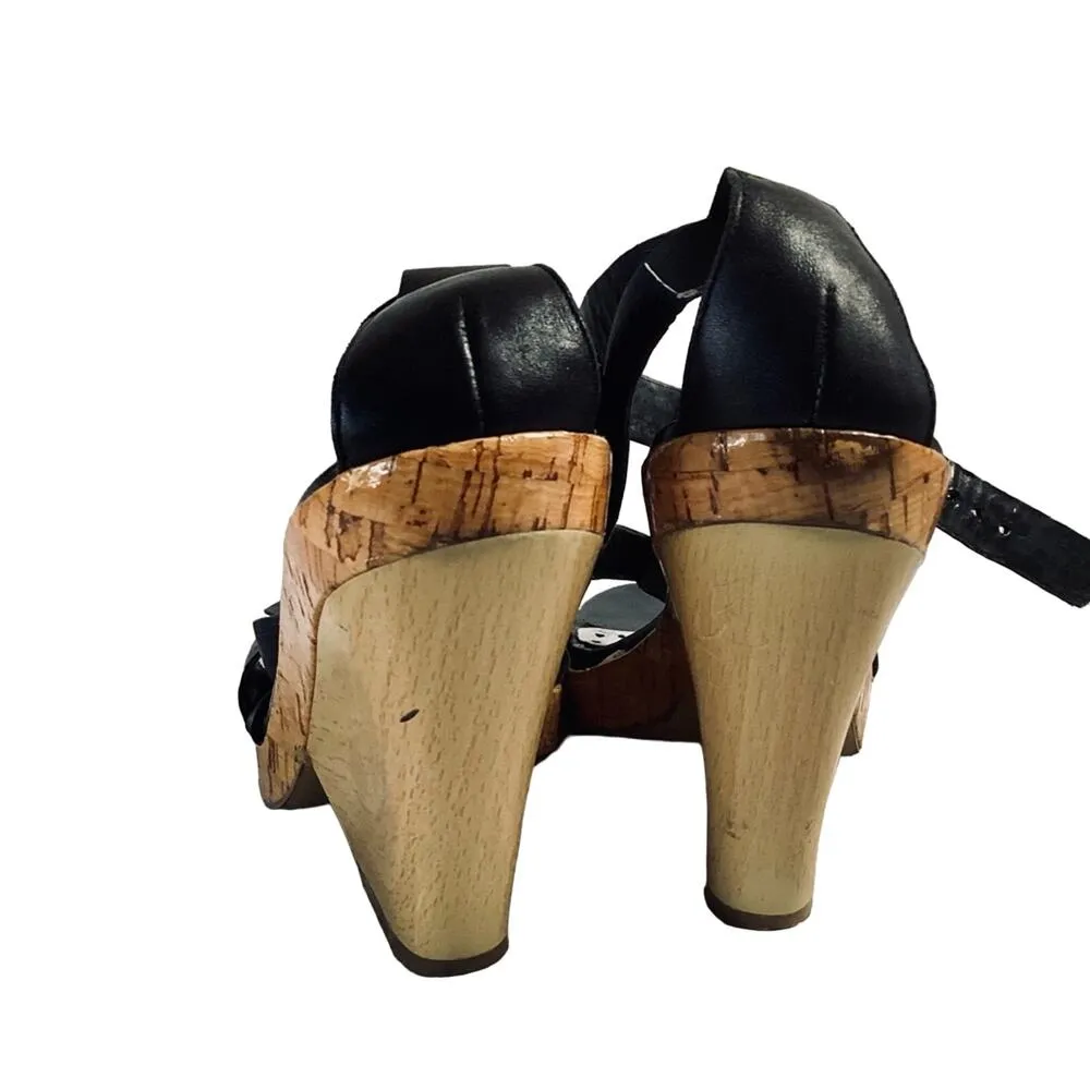 BCBG Strappy Wedge Sandals Black Size 7 - Image 4