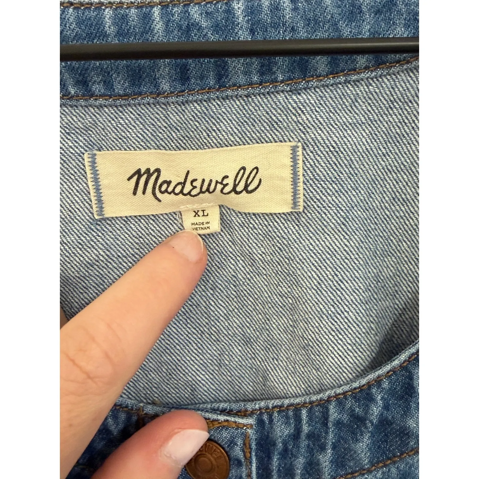 Madewell‎ Denim Puff Sleeve Button Front Cropped Top Cottage Boho Casual Fall - Image 4