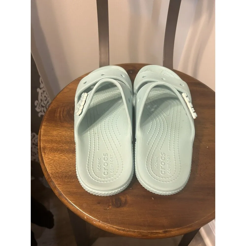 Crocs Slide Sandals Women’s size 7 Mint Rubber Classic Flip Flop Slip On Shoe - Image 5
