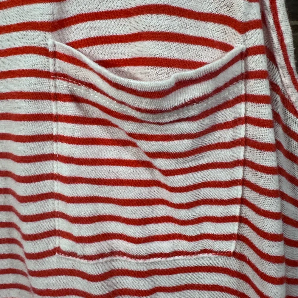 Madewell Red & White Striped Crew Neck Sleeveless Tank Top - Image 3