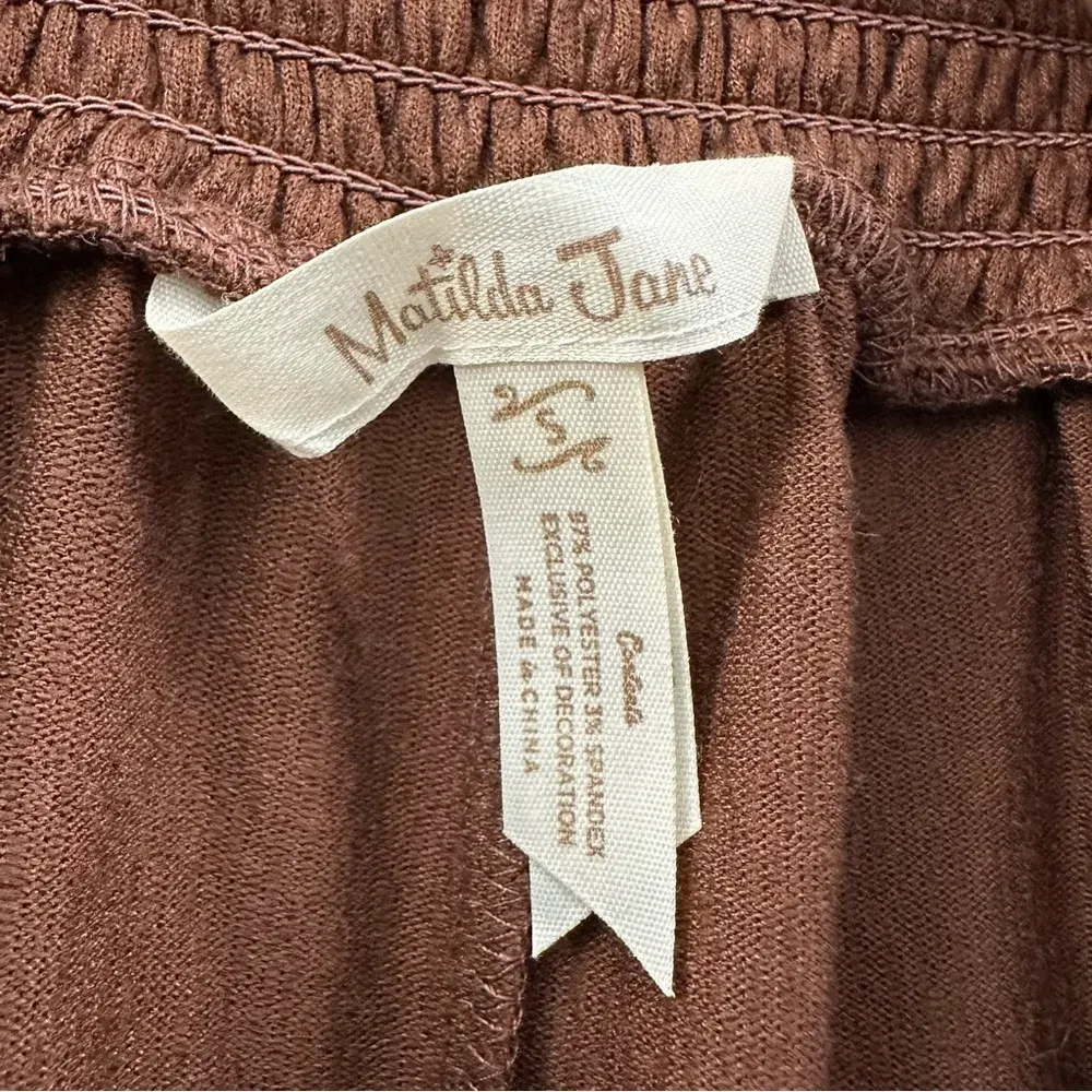 Matilda Jane Alice Textured Wide Leg‎ Pull On Pants Brown Women's Small x 20.5 - Image 9
