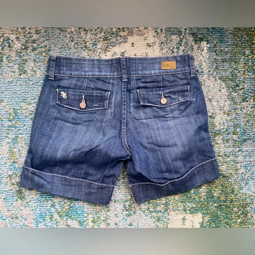 Y2K vintage See Through Soul cuffed trouser jean denim shorts, size 27 - Image 7