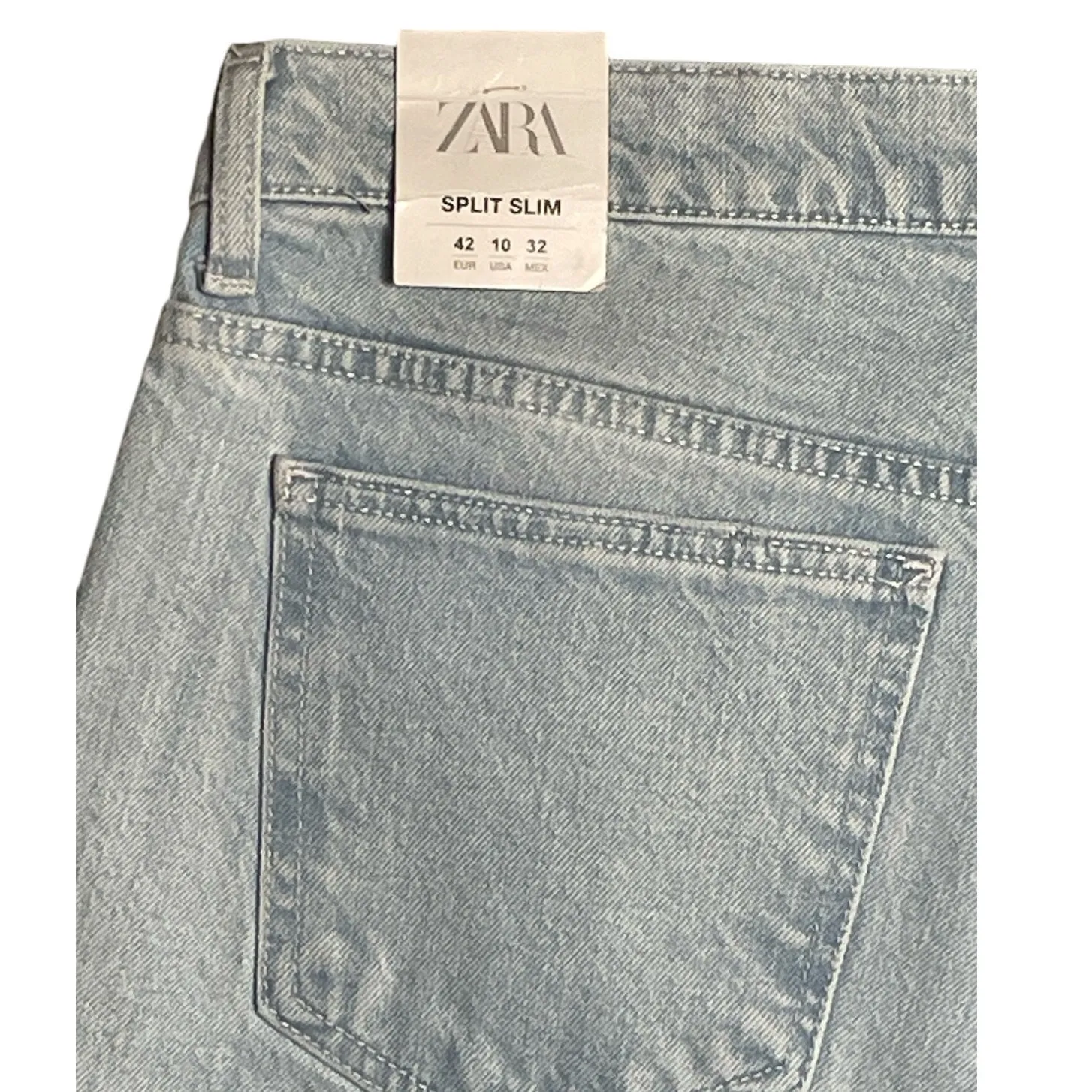 Zara Split‎ Hem Slim High-Rise Full Length Light Wash Jeans Size 10 - Image 8