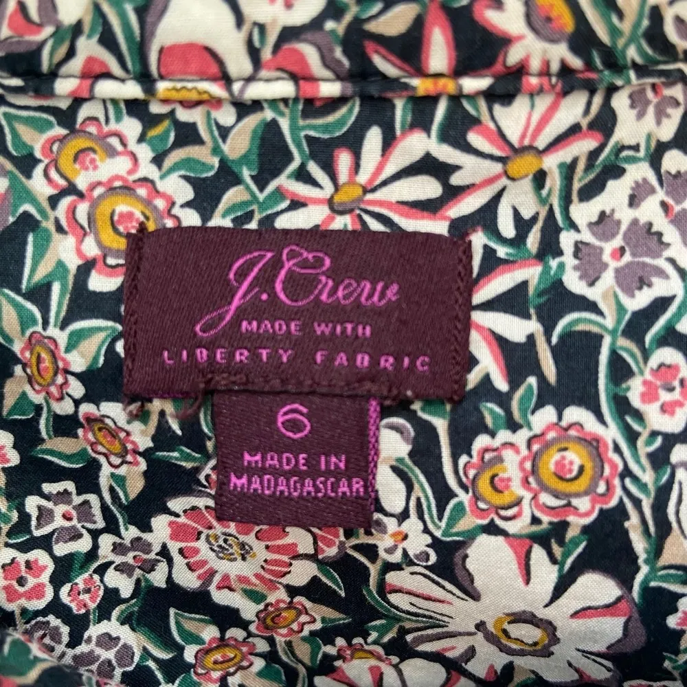 J Crew Floral Blue Pink Liberty Fabric Long Sleeve Button Down Blouse Size 6 - Image 10