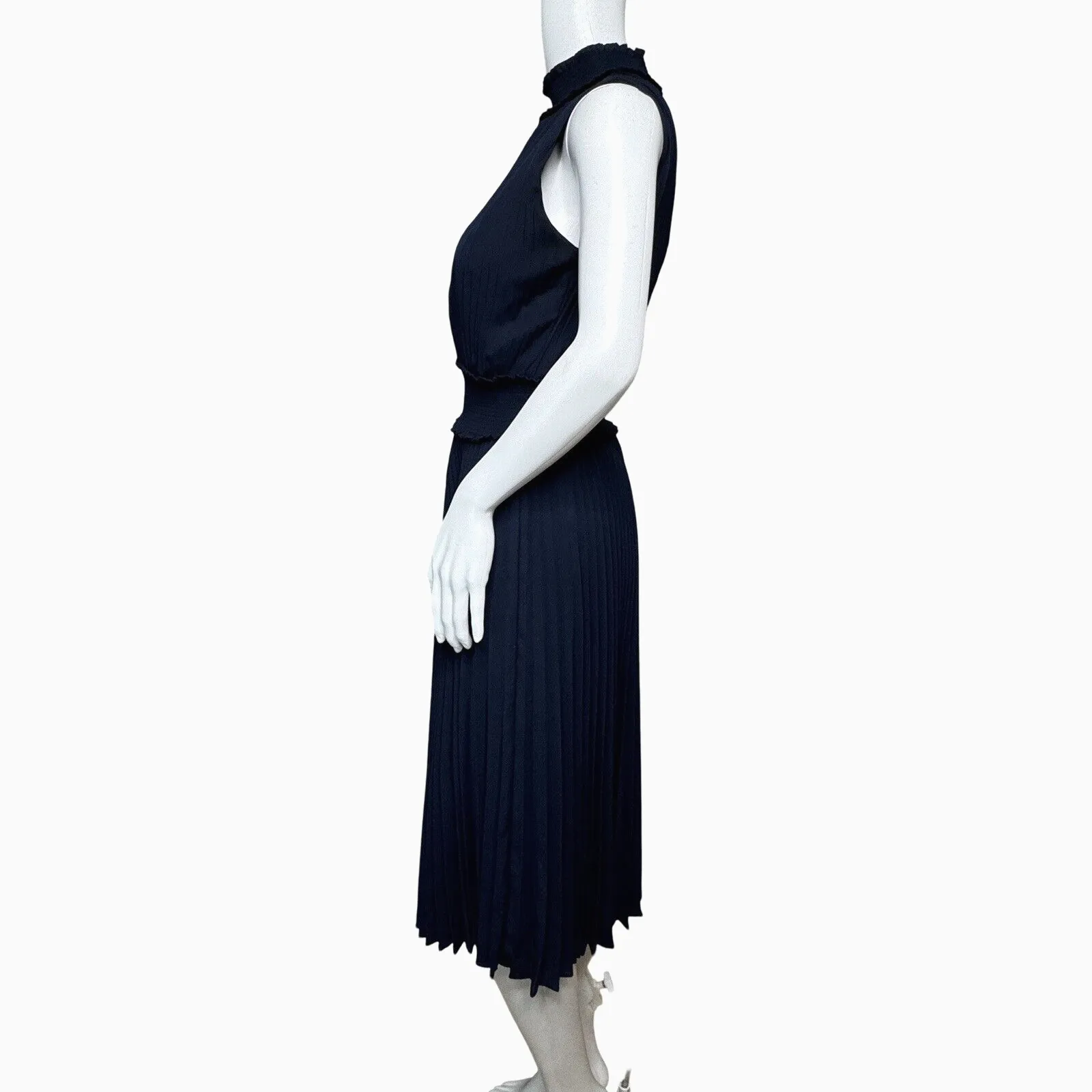 Nanette Lepore Dress‎ Women 2 Navy Blue Accordion Smock Dress Business Party - Image 3
