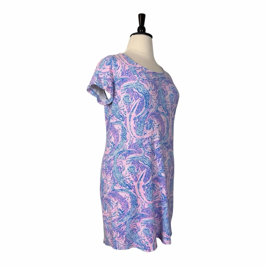 Lilly Pulitzer Short Sleeve Tammy Dress Pink Blue Alligator Women’s Size XL - Image 3