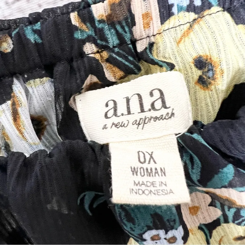 a.n.a Sheer Black Floral Ruffled Off Shoulder Flowy Blouse Top Size 0X - Image 7