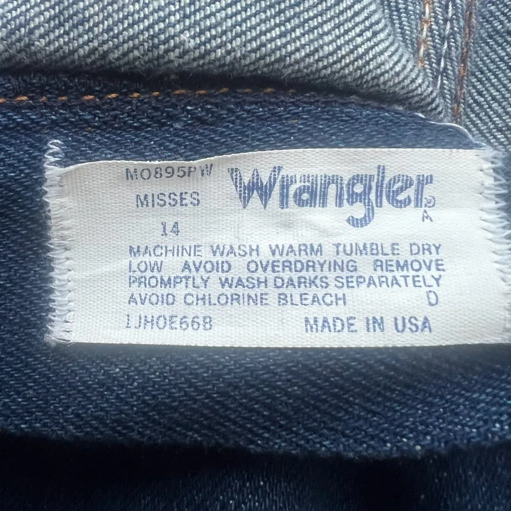 Vintage Wrangler Womens Dark Wash High Rise Straight Leg Jeans USA Sz 14 - Image 8