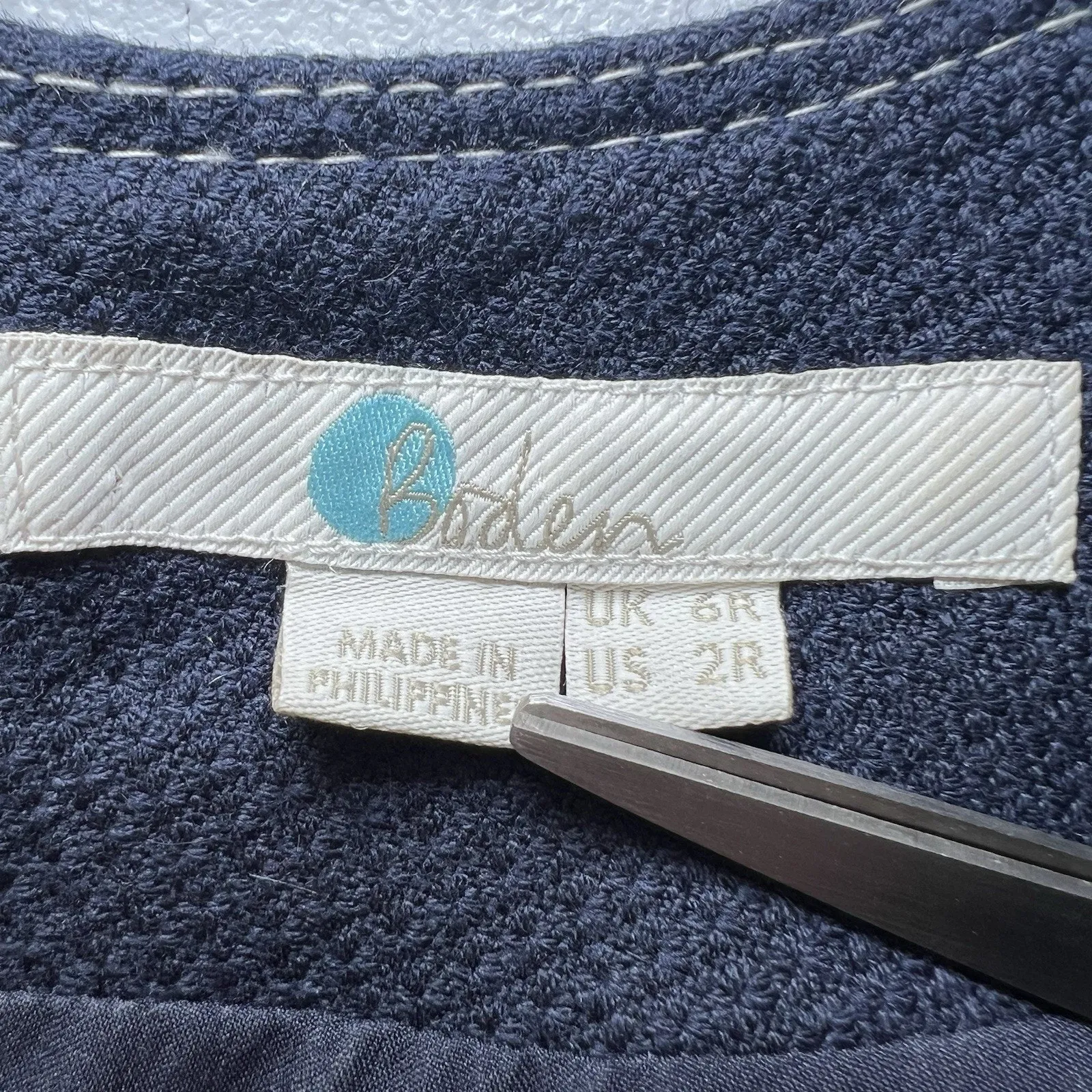 Boden Kitty Sheath Textured Midi Dress Size U.S. 2R UK‎ 6R Navy Blue - Image 8