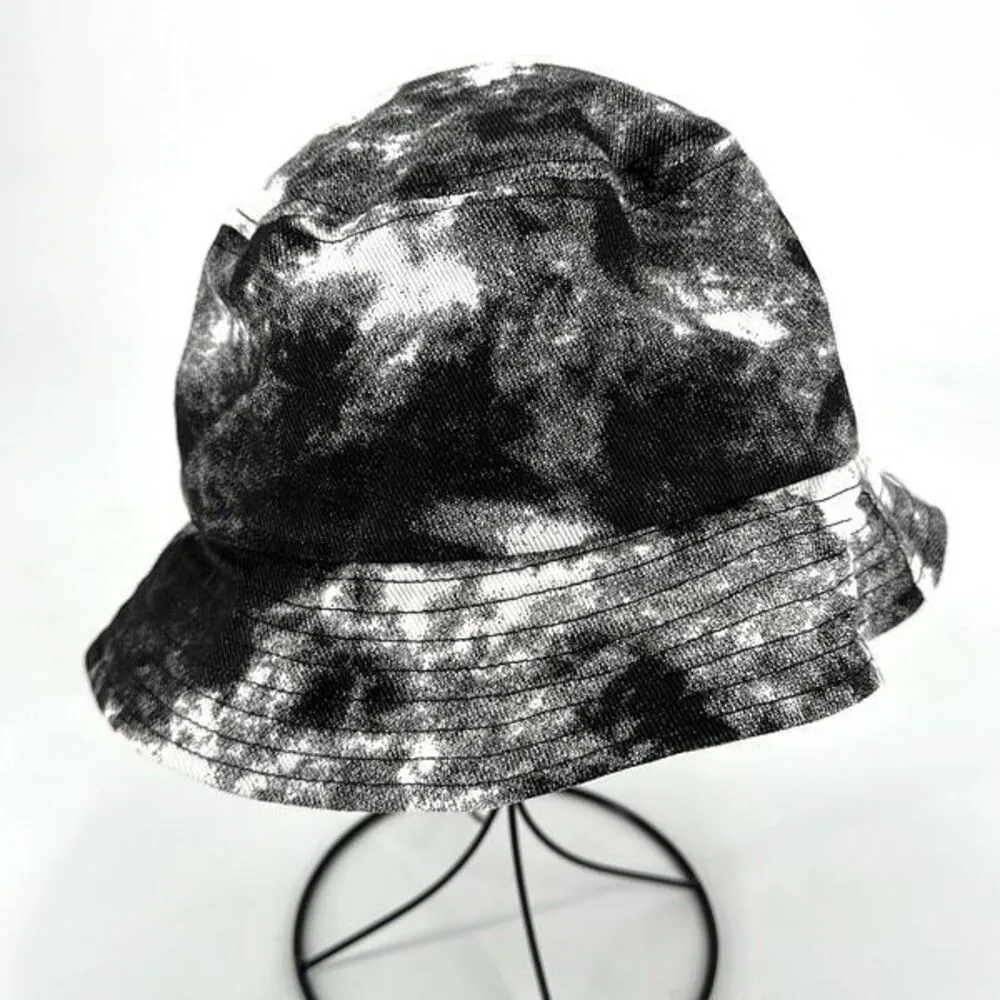 POL Women's 100% Cotton Knit Tie Dye Bucket Hat Black White‎ One Size - Image 5