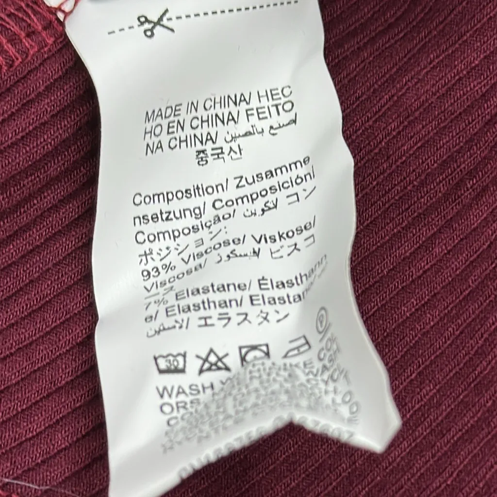 Faux Fur Removable Collar Burgundy Ribbed Knit Tie Front Bell Sleeve Cardigan M - Image 12