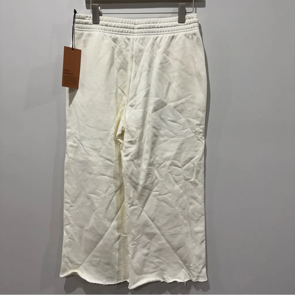 Girlfriend Collective Size Medium Wide Leg Sweatpants 50/50 Cream Off White - Image 5