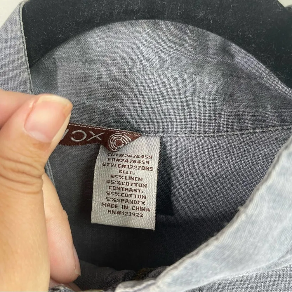XCVI linen blend gray blue zip up‎ jacket size medium lagenlook - Image 4