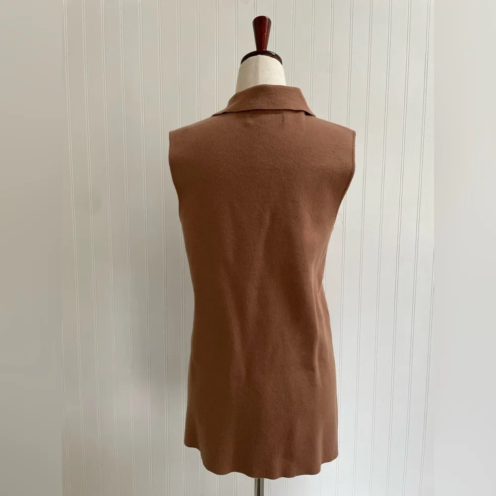 MARLED Double Breasted Knit Sleeveless Sweater Vest Suiting Menswear Size S Tan - Image 4