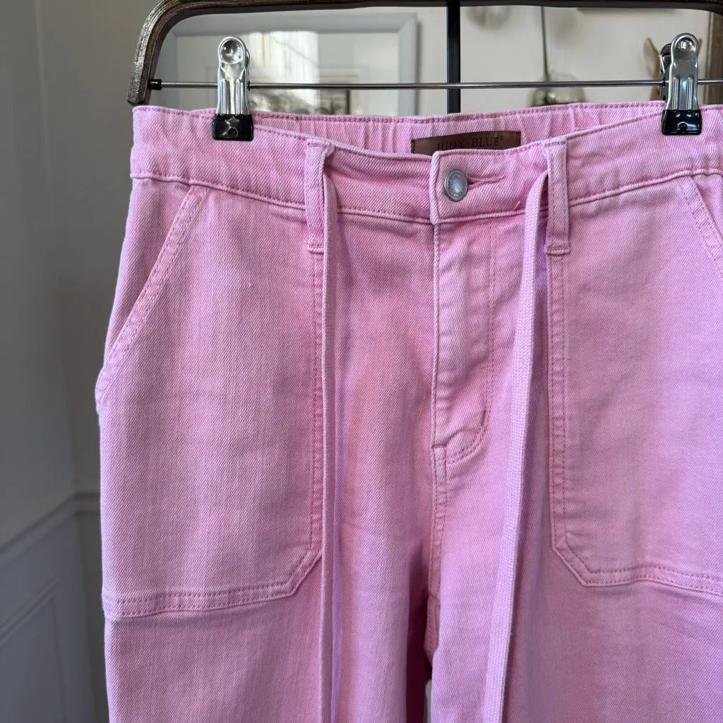 Judy Blue High Rise Garment Dyed Pink Denim Joggers 3 26 - Image 4