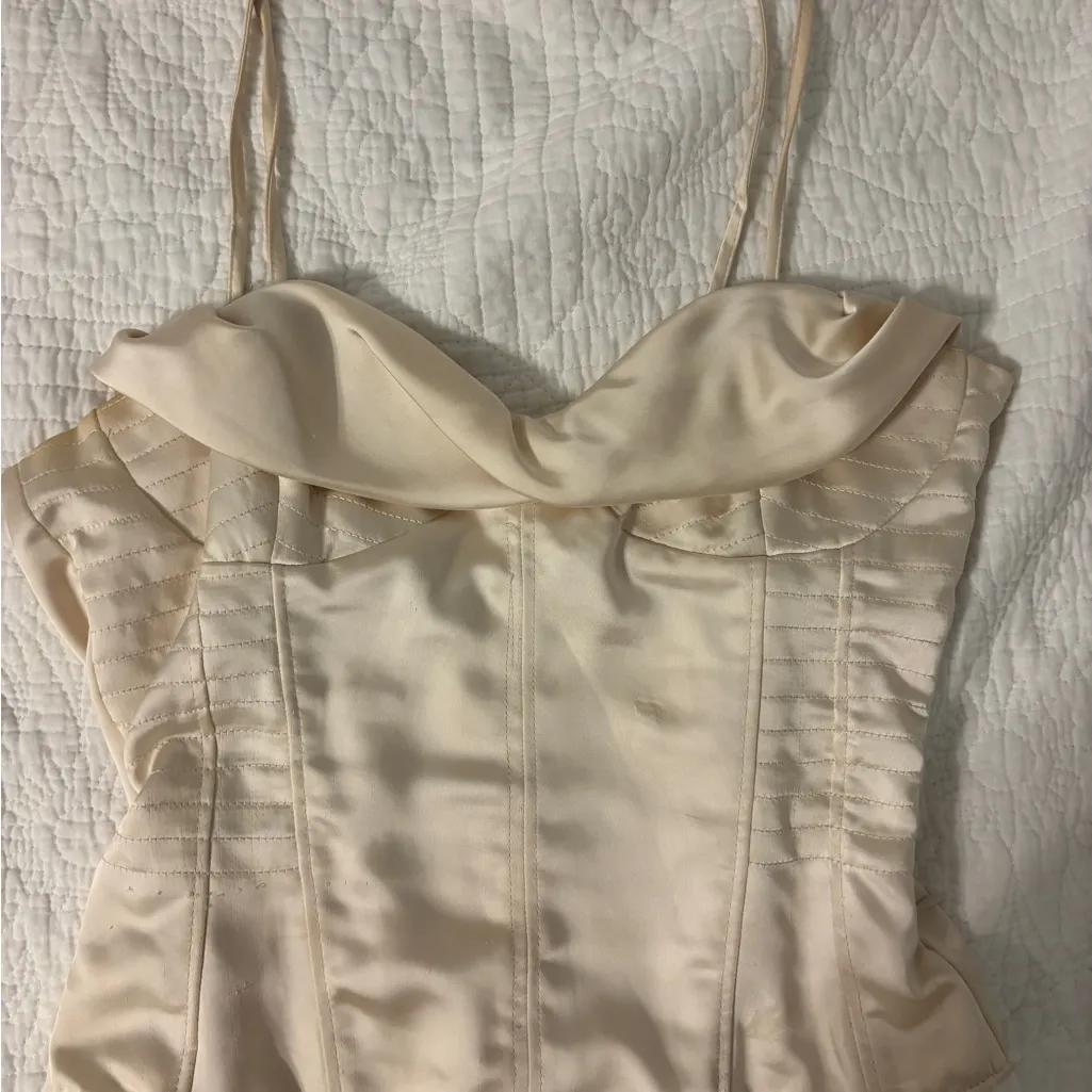 Zara Cream Satin Bodysuit - Image 2
