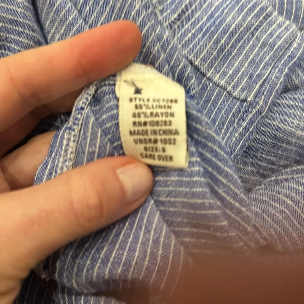 Vintage Havana Blue Lace-Up Long Sleeve Tunic Top - Image 4