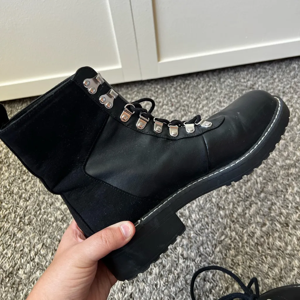 London Rebel ASOS Black Combat Lace Up Boots‎ Vegan Leather Size 8 - Image 9