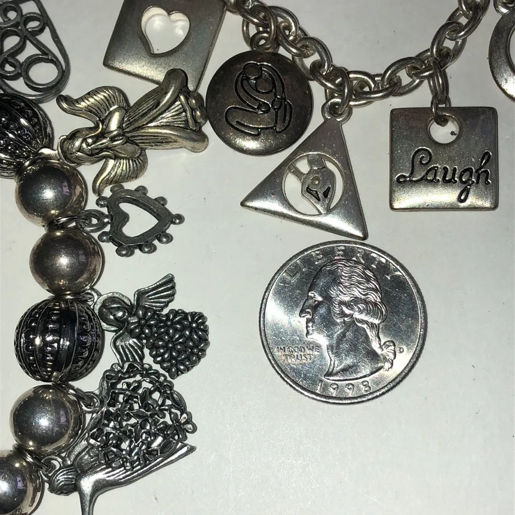 Silver Tone Angels Doves Hearts Boho Charm Beaded Bracelets - Image 6
