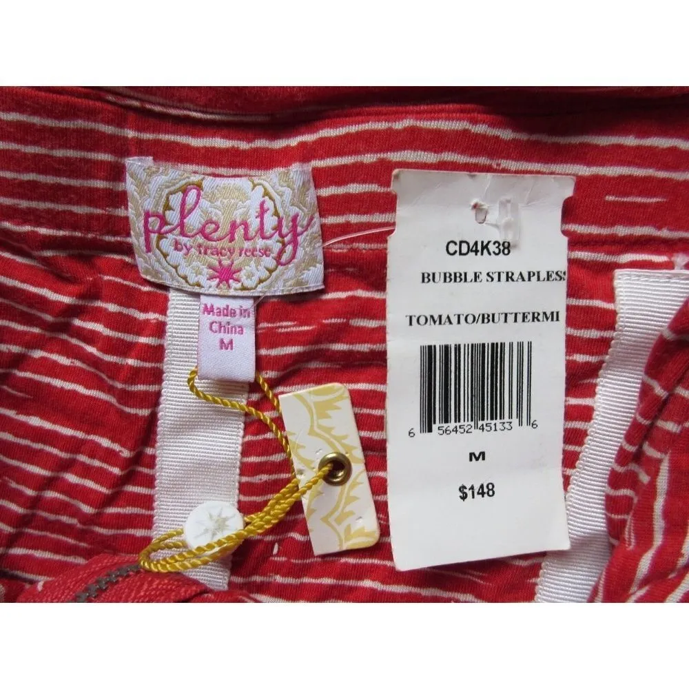 NWT Plenty by Tracy Reese Strapless Bubble in Tomato Buttermilk Striped Dress M - Image 4