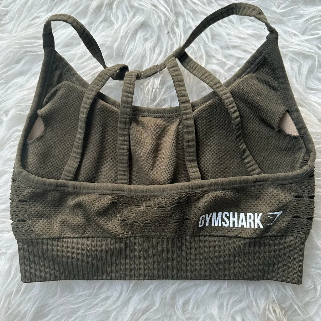 Olive Green Strappy Sports Bra XS - Image 4