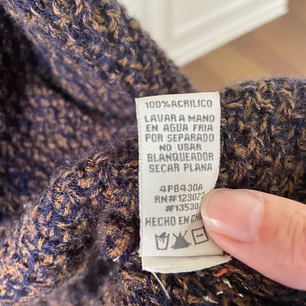 Cecico Womens Brown Navy Blue Drape Open Front Cardigan Sweater Pockets L - Image 10