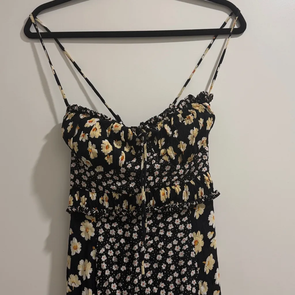 Free People Black and Yellow Floral Tigerlily Maxi Dress - Small - Image 2
